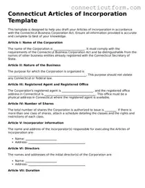 Free  Articles of Incorporation Template for Connecticut